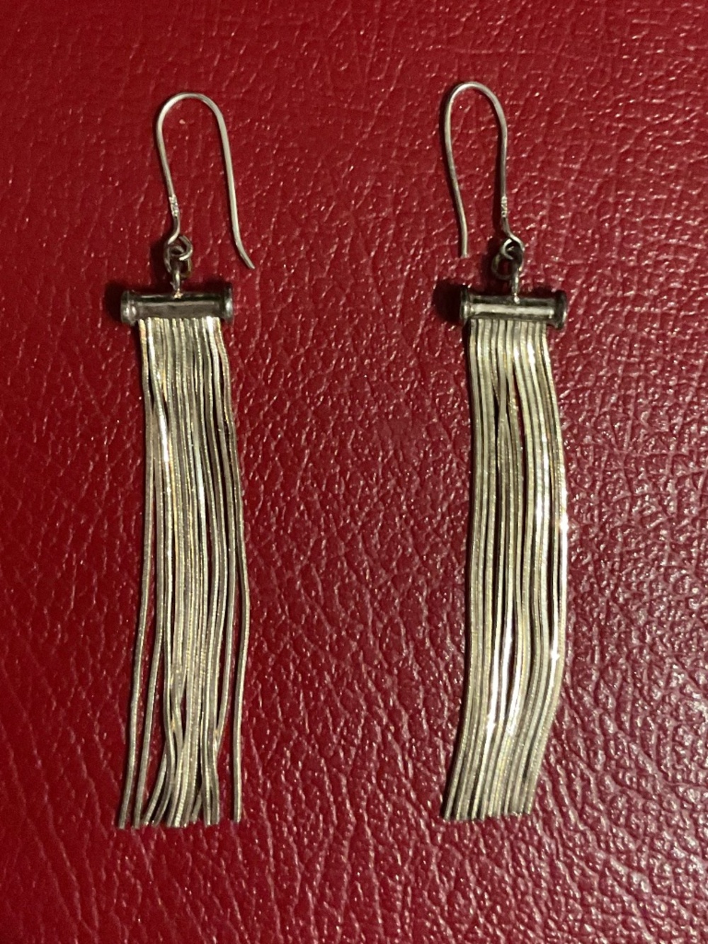 Silver tassel drop earrings